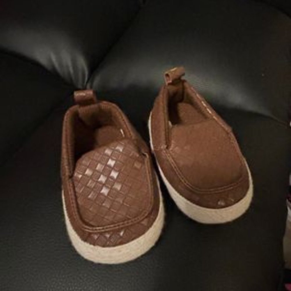 First Steps Faux Leather Slides 3-6 months